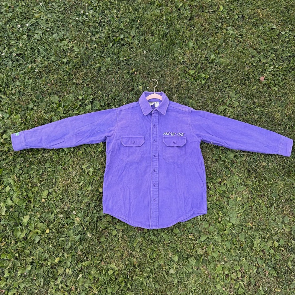Arcticwear Arctic Cat Shirt Medium Purple Vintage Made in USA Button Up Flannel